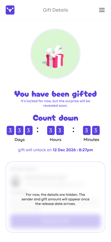 Gift locked countdown screen